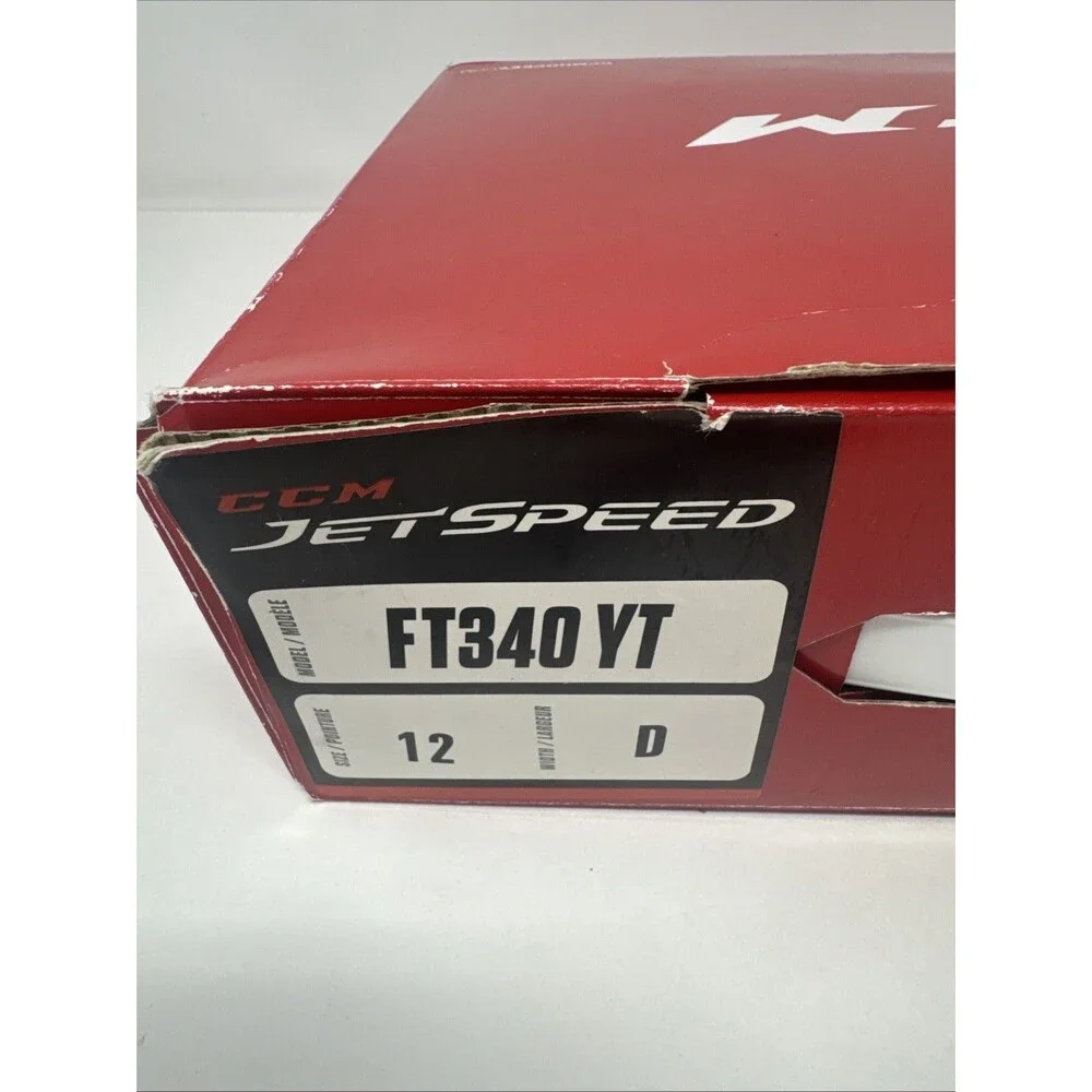 CCM FT340 YOUTH 12 D YT Jet speed Ice Hockey Player Skates BOX NICE Red Black